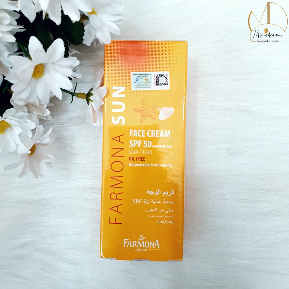 Kem chống nắng Farmona sun face cream oil free Spf 50 không bóng nhờn cho da dầu mụn