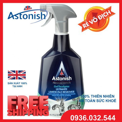 Nước Tẩy Rỉ Sét, Ố Mốc, Bám Cặn Canxi, Trên Sen Vòi Inox, Thiết Bị Vệ Sinh Nhà Tắm Chai-ASTONISH PRIMIUM