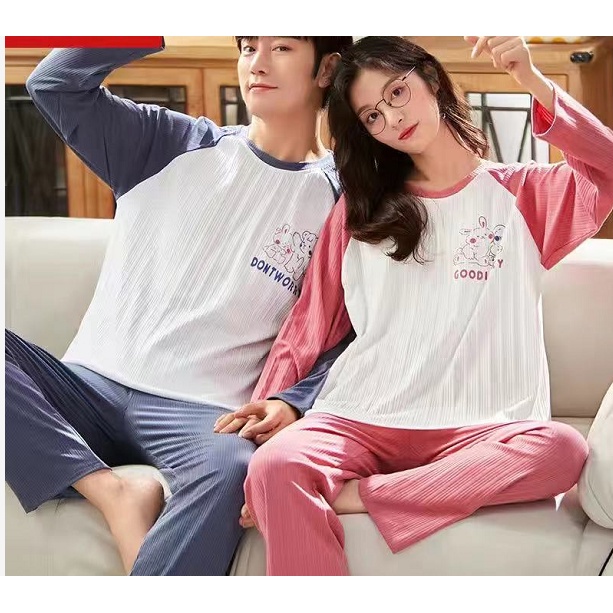 đồ mặc nhà thu đông cặp đôi cao cấp nam áo nữ đồ bộ pyjama pijama Đồ ngủ đôi Bộ Đồ Ngủ Pijama Dài Tay Thời Trang Cho Cặp Đôi