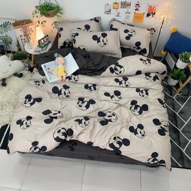 bộ chăn ga poly cotton nhập khẩu [ mẫu mickey xám ]