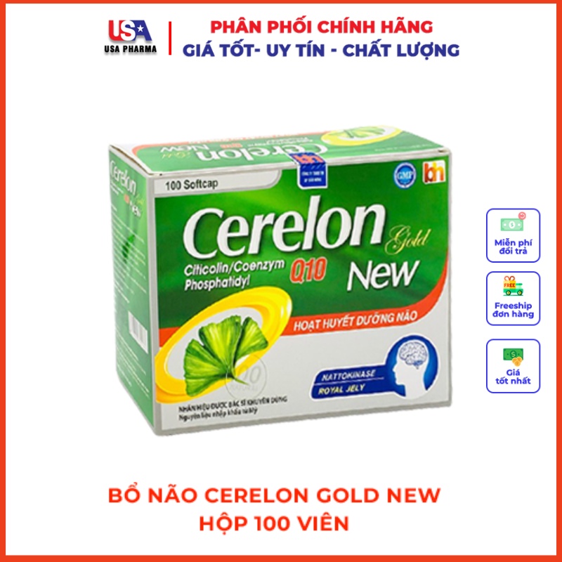 Hoạt huyết dưỡng não Cerelon Gold bổ não tăng cường trí nhớ - Hộp 100 viên