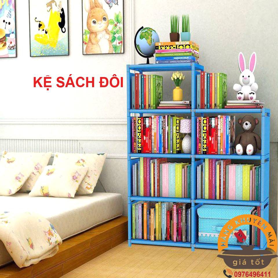 Giá để sách đôi 7 ngăn, kệ sách