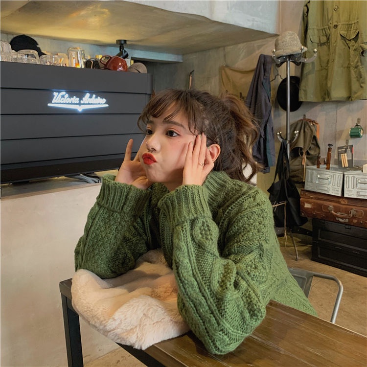 Áo Sweater Dệt Kim Cổ Tròn Dáng Rộng Màu Sắc Trơn Phong Cách Hàn Quốc Thời Trang Thu Đông Cho Nữ