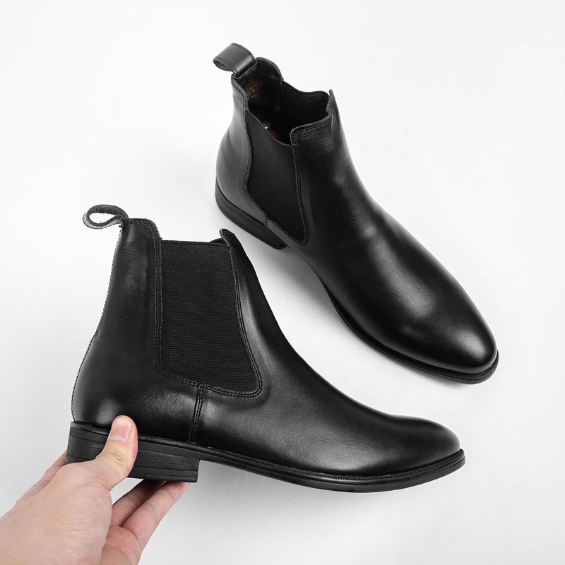 Giày Boots da cao cổ thời trang nam chất liệu da bò nguyên tấm mũi nhọn phom cao tôn dáng, bốt nam thời trang lịch lãm