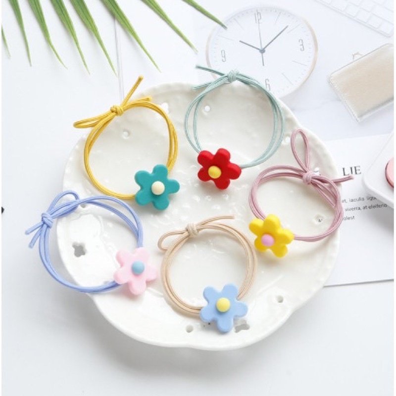 Thun cột tóc hoa 5 cánh dễ thương style Hàn quốc
