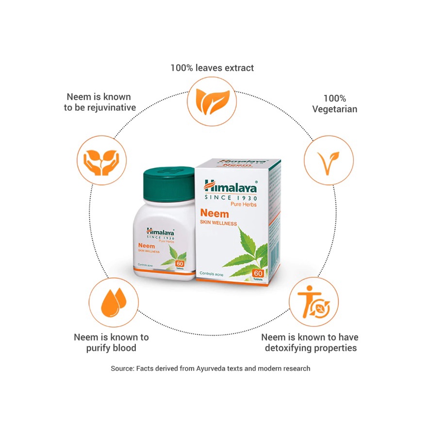 Viên uống hỗ trợ trị mụn Neem Himalaya