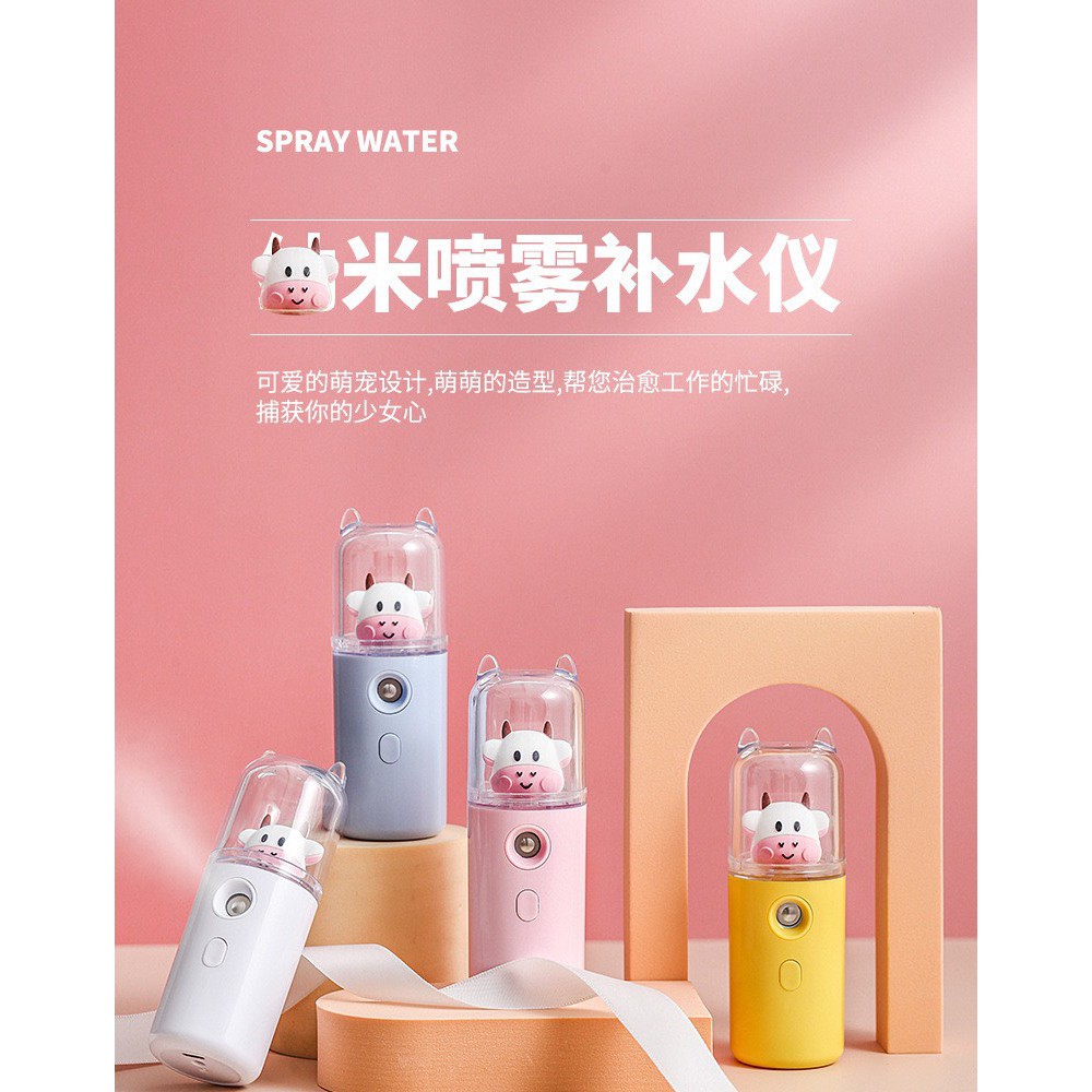 Máy Phun Sương Tạo Ẩm NaNo Mini Giữ Ẩm Cho Da - 2 Hình Thỏ Cute và Bò Sữa Đáng Yêu