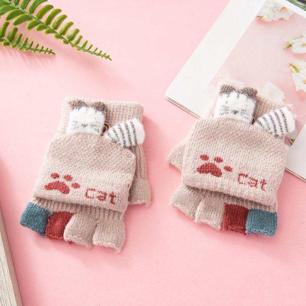 Găng Tay Dệt Kim Giữ Ấm Chống Gió Dễ Thương Cho Trẻ Em