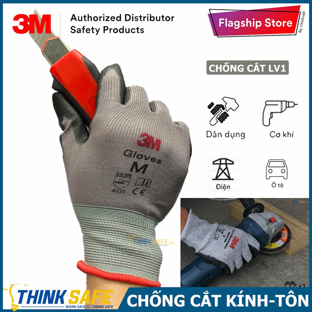 Găng tay lao động chống cắt 3M Thinksafe, bao tay cấp độ 1, ôm tay, thật tay, dùng cho cơ khí, sử dụng các công cụ - Lv1