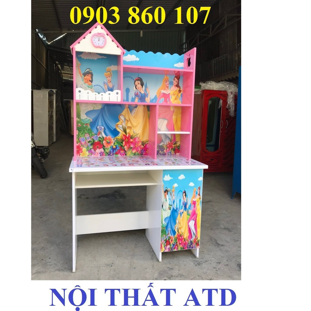 Bàn học sinh nhựa trẻ em in hình 3d siêu đẹp cho bé bàn học liền kệ sách
