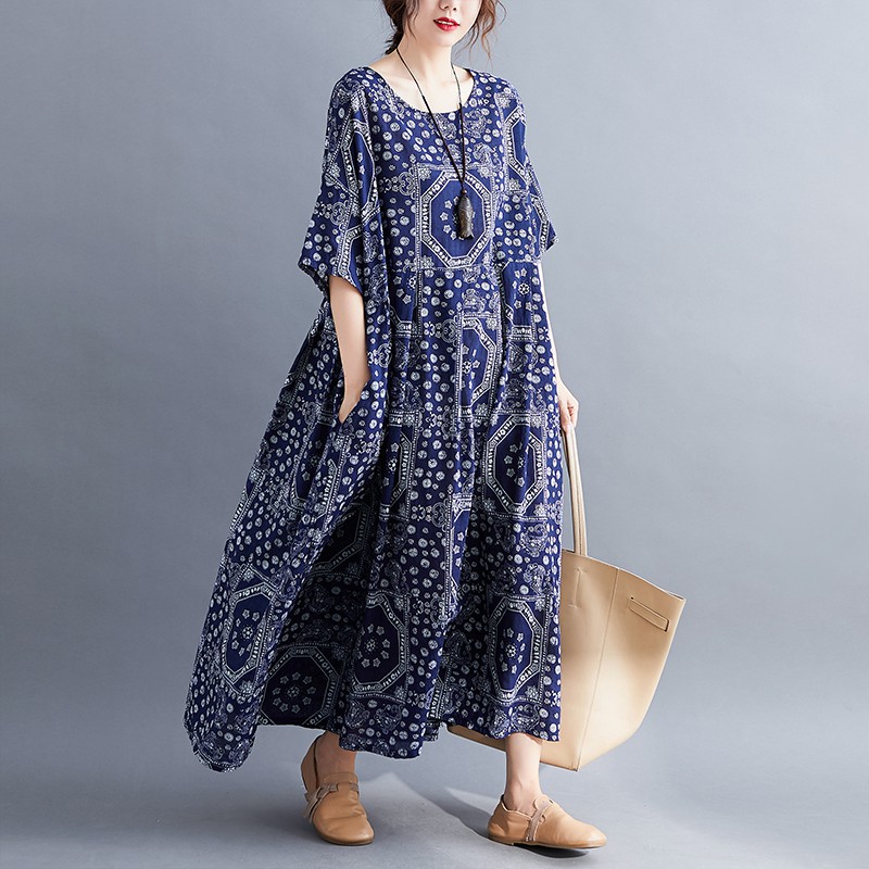 B156 Đầm bigsize dáng suông rộng dài có túi 2 bên thời trang