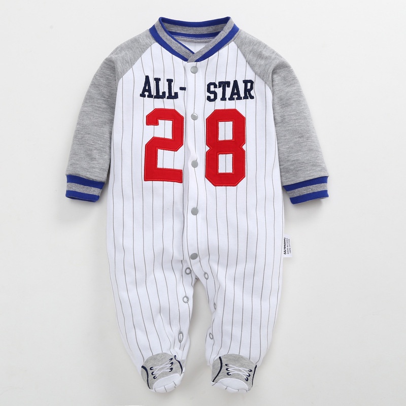 Body bé gái bé trai đồ sơ sinh từ 0 đến 12 tháng bodysuit liền thân Đồng Phục Bóng Chày mùa hè dài tay quần áo cho bé trẻ em