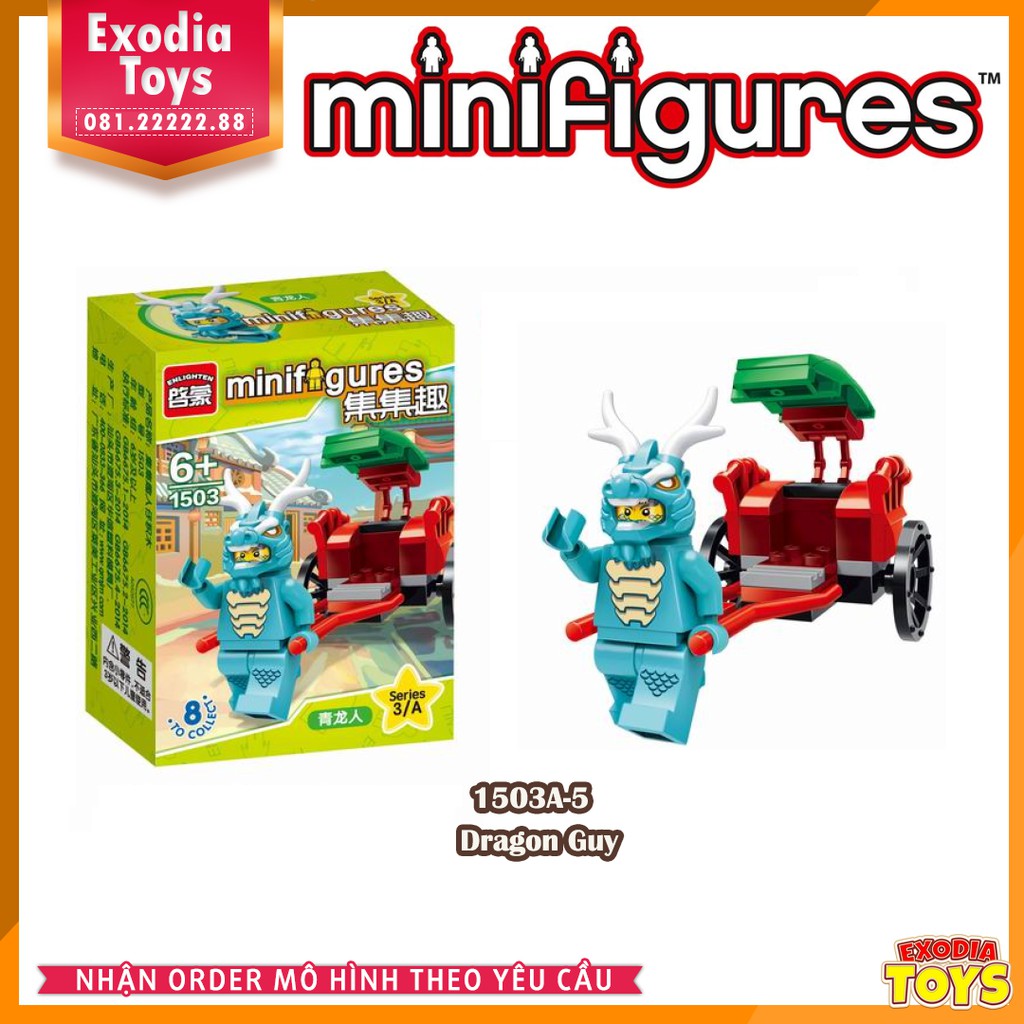 Xếp hình minifigure Rồng Xanh, Bóng Chày, Rapper, Thầy Tu - Đồ Chơi Lắp Ghép Sáng Tạo - Enlighten 1503A