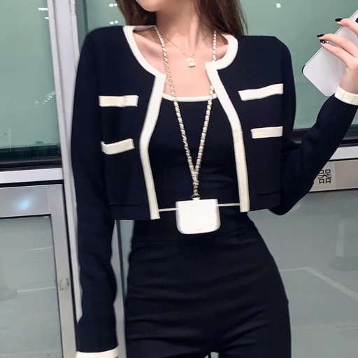 Bộ đồ MURIOKI gồm áo cardigan dệt kim tay dài và áo hai dây phong cách Hàn Quốc thời trang mùa hè cho nữ (Có bán lẻ)