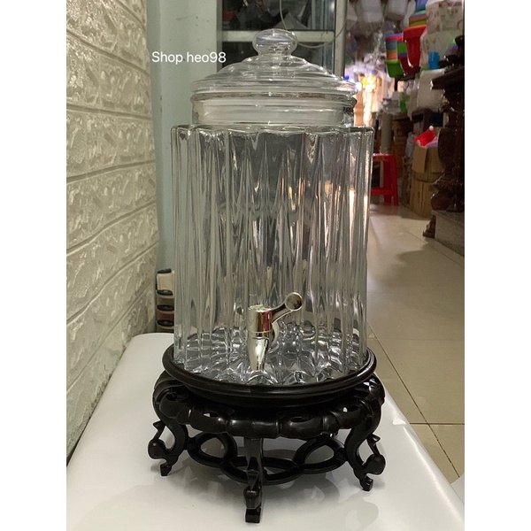 Bình Thuỷ Tinh Trụ Sọc 6 Lít , Thuỷ Tinh Dày Dặn, Trong suốt