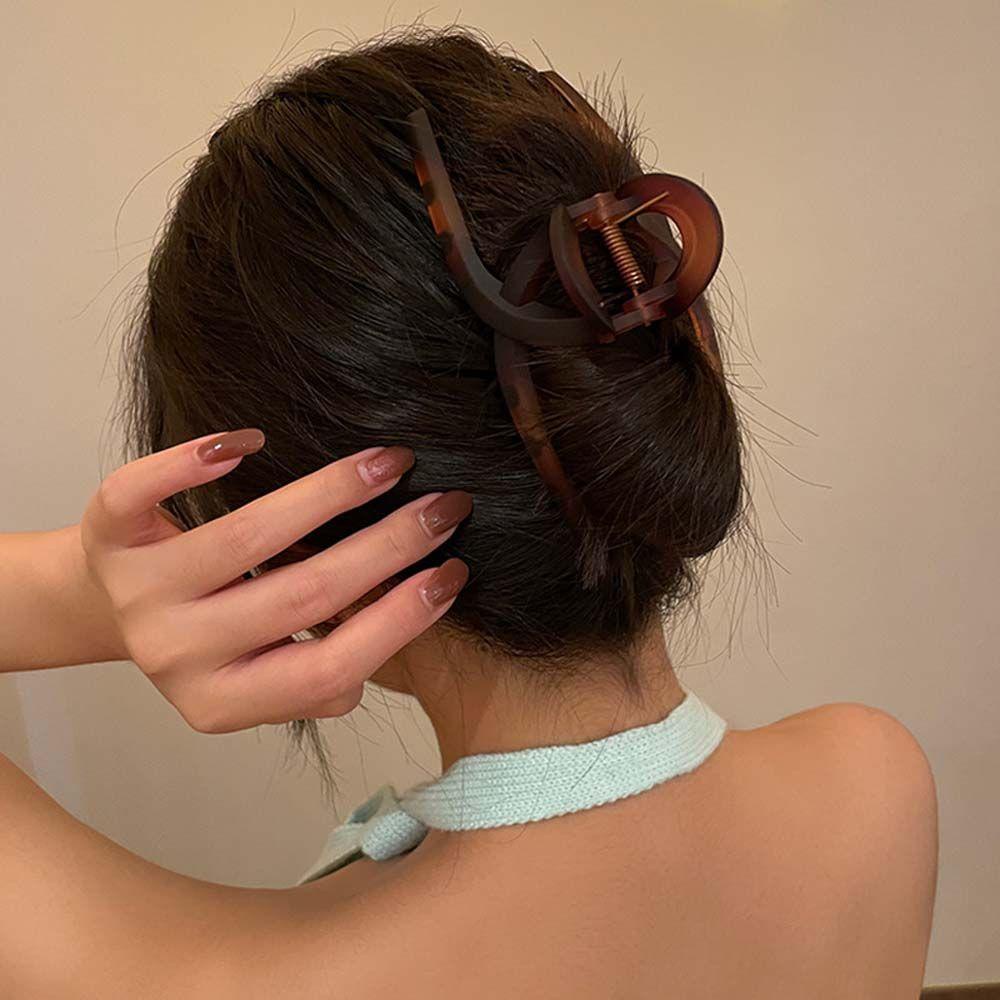 Kẹp Tóc Càng Cua Rỗng Bằng Nhựa Resin Phong Cách Hàn Quốc Đơn Giản WMES15H Cho Nữ