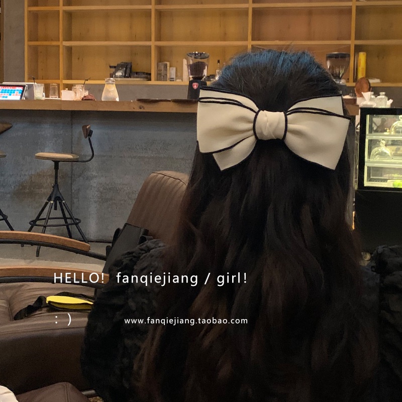 Kẹp Tóc Nơ Trắng Đen Xinh Xắn Cho Nữ