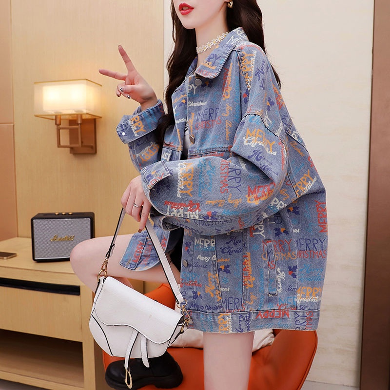 Áo Khoác Denim In Hình Thời Trang Cá Tính