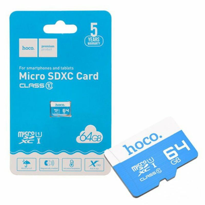 Thẻ nhớ 64GB class 10 tốc độ cao, chính hãng Hoco, chuẩn MicroSD dùng cho điện thoại, camera ip, máy ảnh