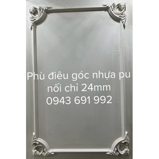 Phù điêu nhựa PU hoa góc nối chỉ 2.4cm cân bề mặt trắng thô