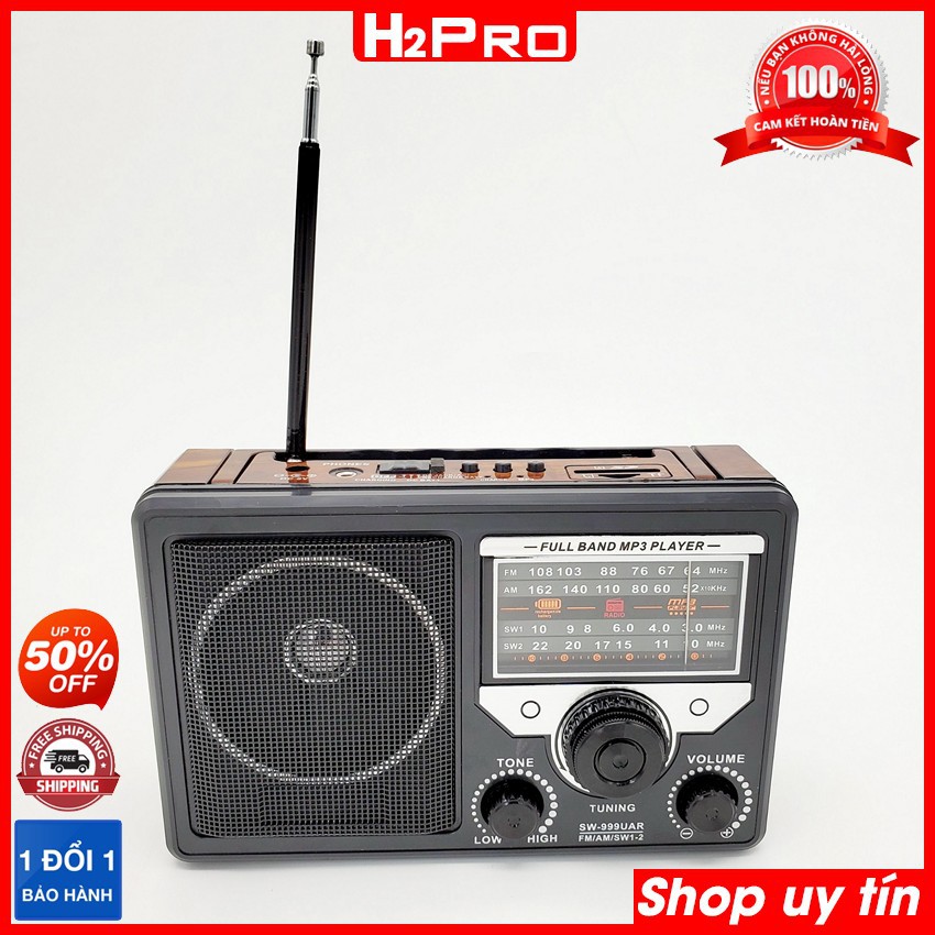 Đài radio 4 bands FM-AM-SW1-SW2 SHUAE SW-888UAR - SW-999UAR H2Pro cao cấp-tích hợp Mp3-USB-Thẻ nhớ-jack tai nghe 1 chiếc