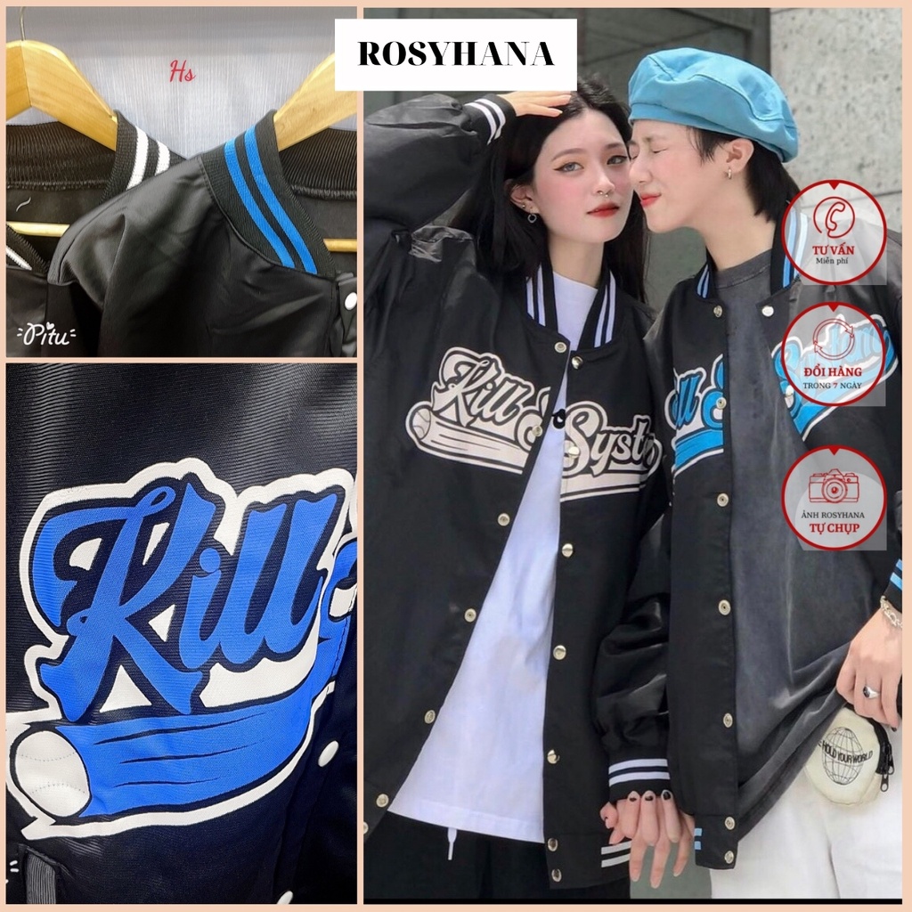 ☘Áo Bomber cúc bấm bóng rổ in kill_Chất tricos_ ROSYHANA ( kèm video+ đánh giá)