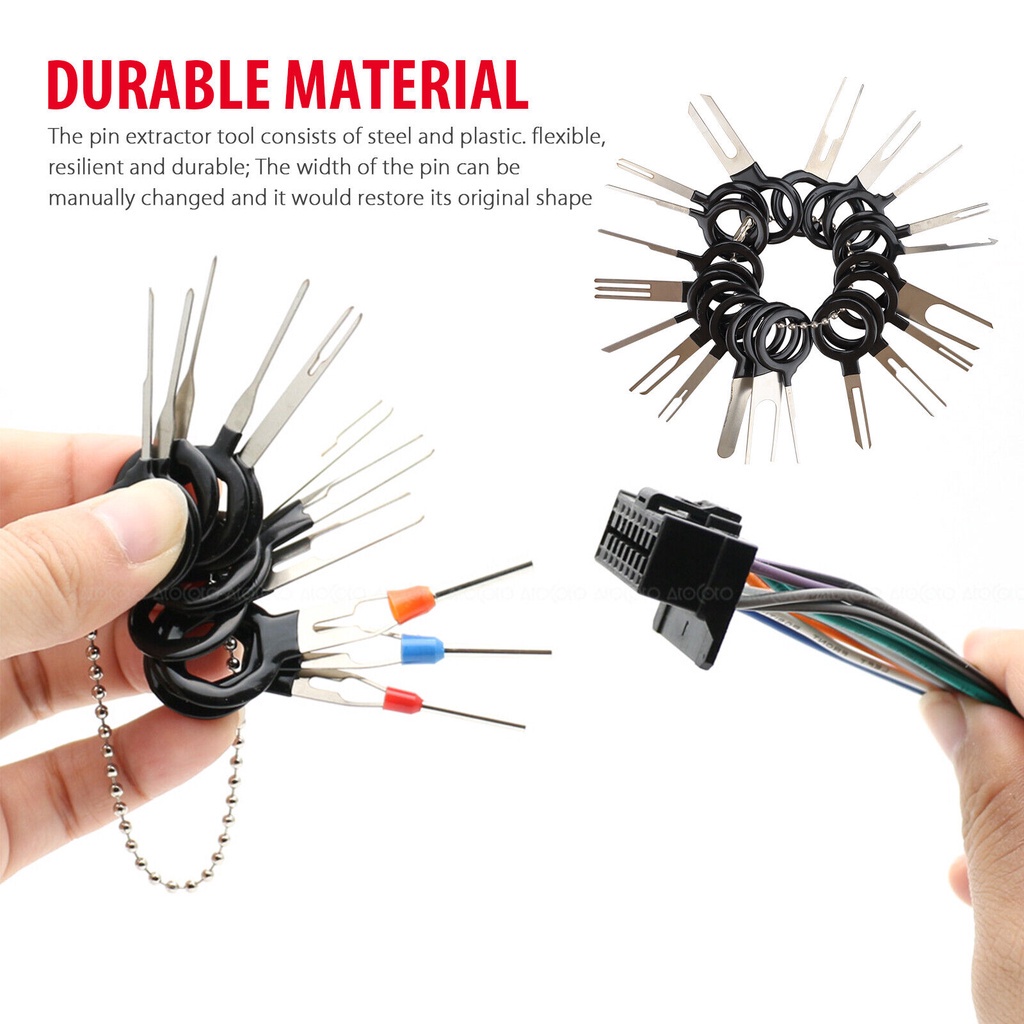 41PCS công cụ loại bỏ thiết bị đầu cuối dây điện xe hơi đầu nối dây điện uốn cong chìa khóa chốt