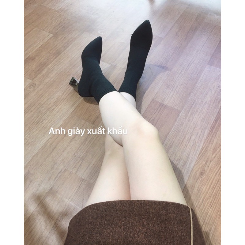 BỐT LEN CHUN MŨI NHỌN GÓT GƯƠNG 7P CỰC ÔM CHÂN ( ảnh thật, kèm video)