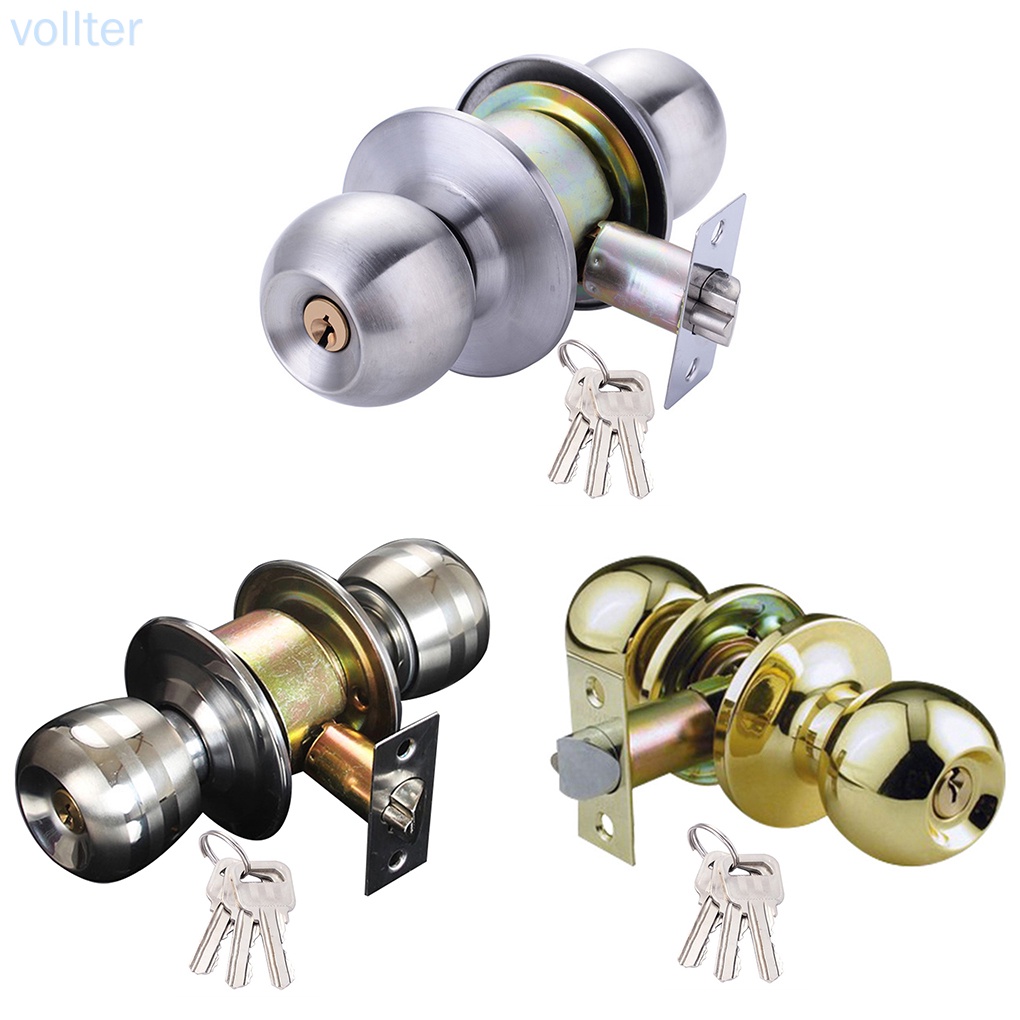 Ổ Khóa Cửa Bằng Thép Không Gỉ Hình Tròn Kèm Chìa Khóa Tiện Dụng Cho Phòng Khách / Phòng Ngủ / Phòng Tắm