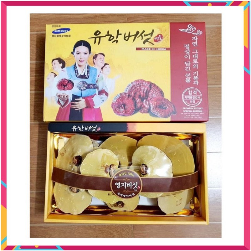 [ Giá Sỉ ] Nấm Linh Chi Vàng Chanh Hàn Quốc, Hộp 1 Kg, Hộp Hình Cô Gái, Cao Cấp, Giúp Nâng Cao Sức Khỏe, Ngừa Bệnh Tật