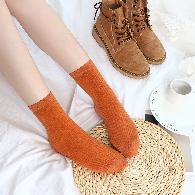 Tất gân vintage cổ cao nhiều màu