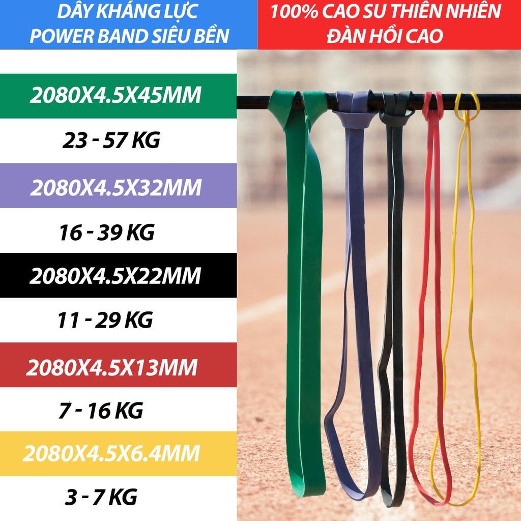 Dây kháng lực tập gym Power Band, Dây Powerband tập mông toàn thân hỗ trợ lên xà Heria Store