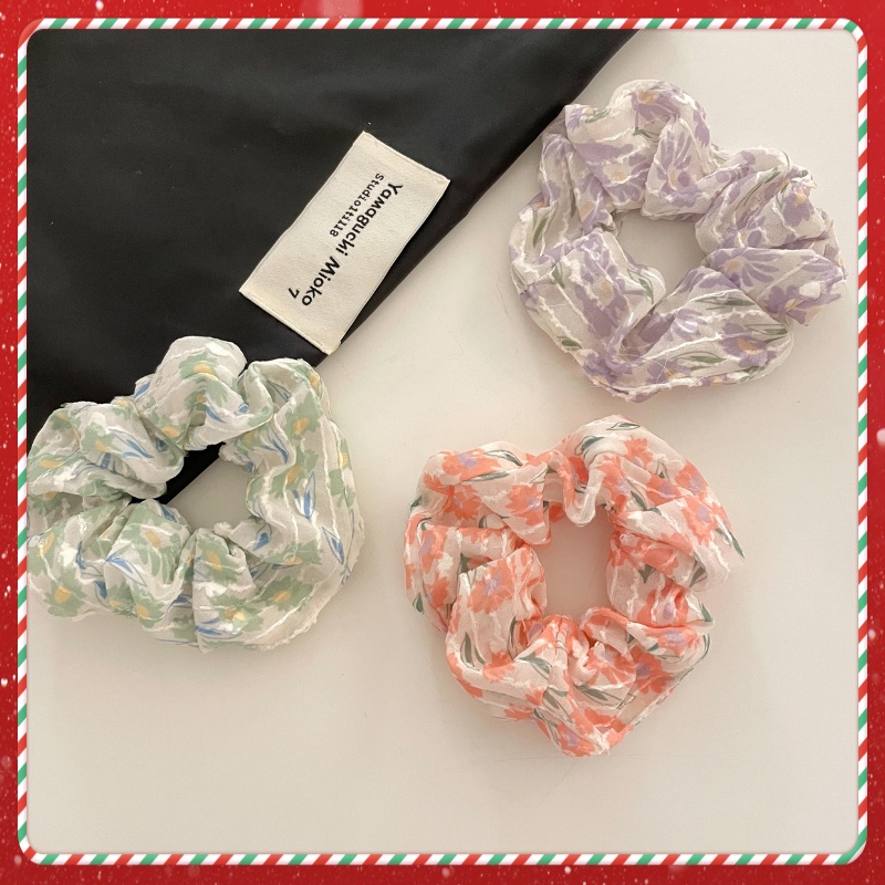 Scrunchies Cột Tóc Buộc Tóc LIN Họa TIết Hoa Dễ Thương