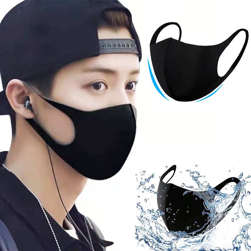 [Hàng mới về] Khẩu trang cotton chống bụi PM2.5 màu đen phong cách Hàn Quốc có thể giặt và tái sử dụng
