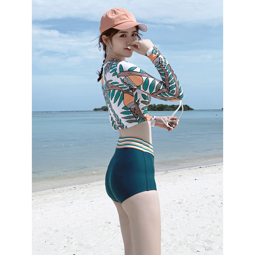 Bộ đồ bơi nữ CAO CẤP dài tay quần cạp cao che bụng siêu tôn dáng | BigBuy360 - bigbuy360.vn
