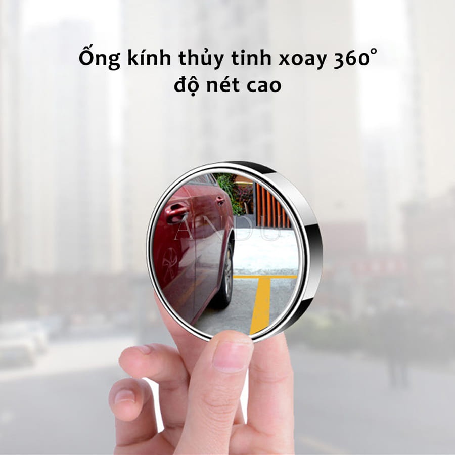Gương Cầu Lồi Chiếu Hậu Ôto, Có Viền Xoay 360 Xóa Điểm Mù Cao Cấp Tặng Keo Dán Kèm Theo