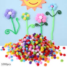 Gói 50 hạt pom pom đủ màu trộn size 1 cm, 1.5 cm, 2 cm và 2.5 cm
