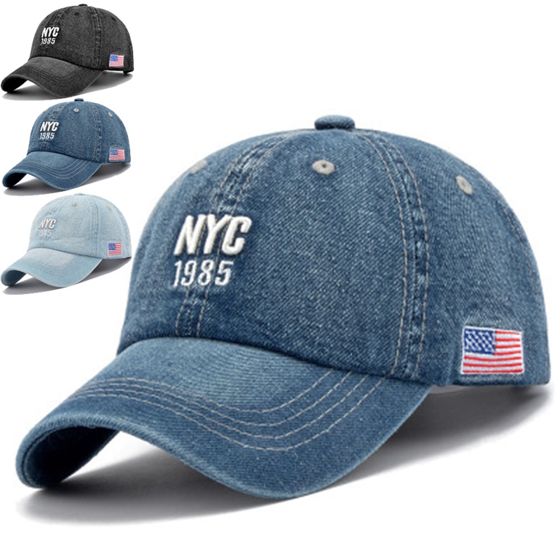 Mũ lưỡi trai denim thêu chữ thời trang cho nam nữ