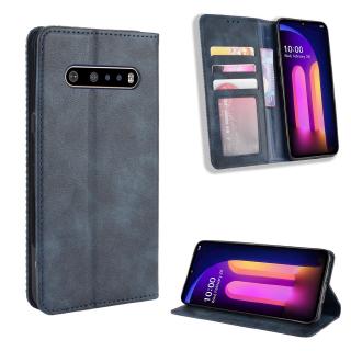 Ốp điện thoại da PU từ tính kiểu ví lật cổ điển có khe đựng thẻ cho LG V60 THINQ 5G