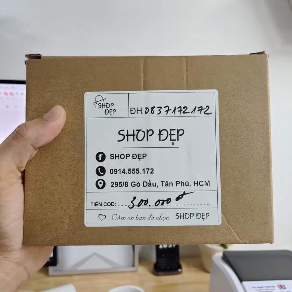 Cuộn tem decan in vận đơn, phiếu giao hàng in sẵn tên SHOP