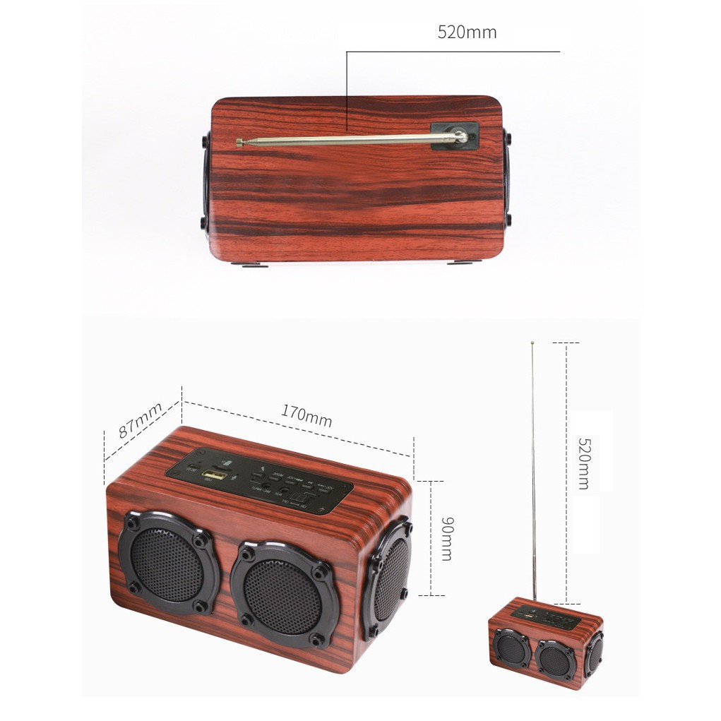 Loa gỗ Bluetooth Super Bass vi tính âm thanh nổi lõi kép HIFI Stereo speaker PKGR-02 PF45- Giá Siêu Rẻ - Siêu Chất