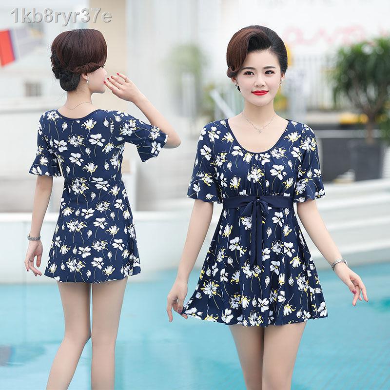 ☸ ﹊ □ ✒ (HÀNG HOT)♛Áo tắm nữ một mảnh che bụng gầy phiên bản Hàn Quốc gợi cảm cho người trung niên và già cộng với béo p