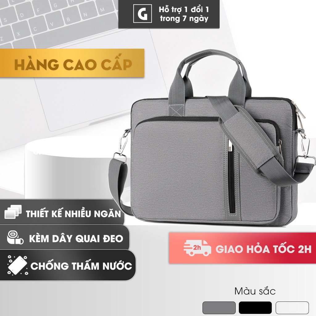 Cặp đựng laptop công sở cho nam, có dây đeo chéo tiện lợi, cặp văn phòng cao cấp, đựng máy tính 14 inch, 15,6 inch