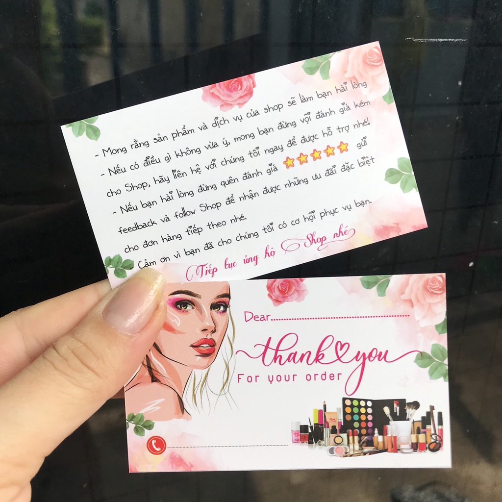 100 THẺ CẢM ƠN, Thiệp cám ơn, Thankyoucard cho shop bán hàng online bìa cứng  ize 9x5.4cm