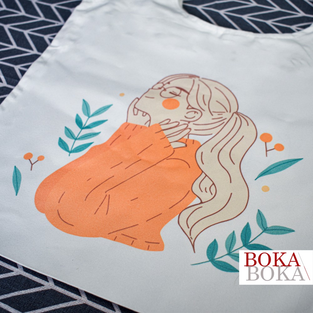 Túi tote quai tròn vải canvas Cô Gái 2 có khóa kéo