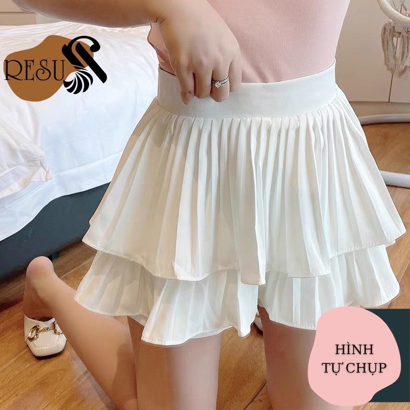 Chân váy xòe xếp li 2 tầng cao cấp dáng ngắn Quảng Châu cao cấp ( có quần trong ) | BigBuy360 - bigbuy360.vn