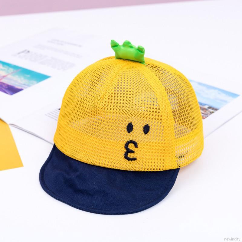 Nón lưỡi trai phối lưới in họa tiết hoạt hình phong cách Hàn Quốc cho bé