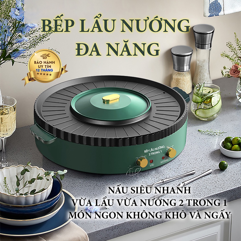 Bếp lẩu nướng đa năng 2 trong 1 - với chức năng vừa lẩu lẩu vừa nướng - siêu tiện dụng & ngon miệng