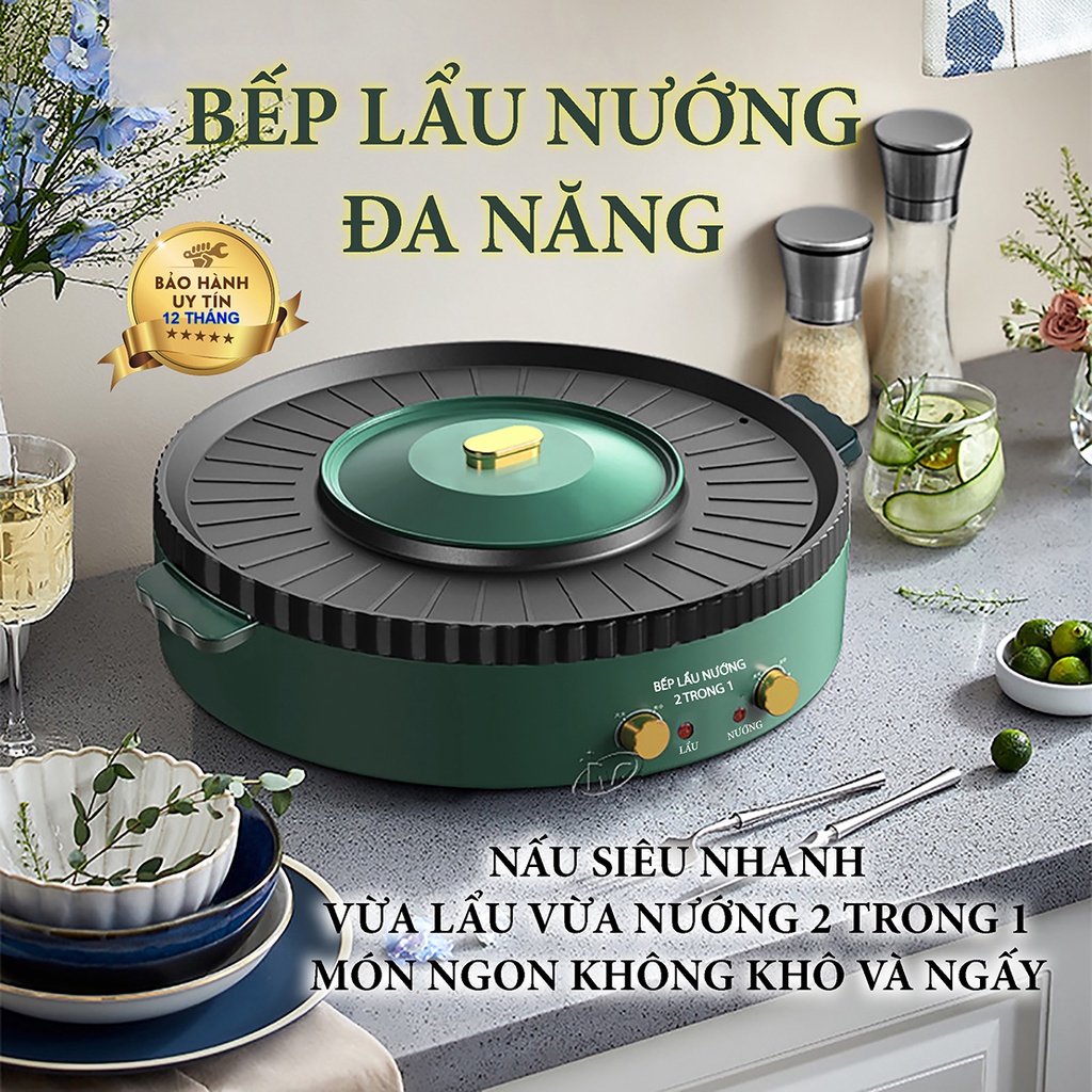 Bếp lẩu nướng đa năng 2 trong 1 - với chức năng vừa lẩu lẩu vừa nướng không khói - siêu tiện dụng & ngon miệng