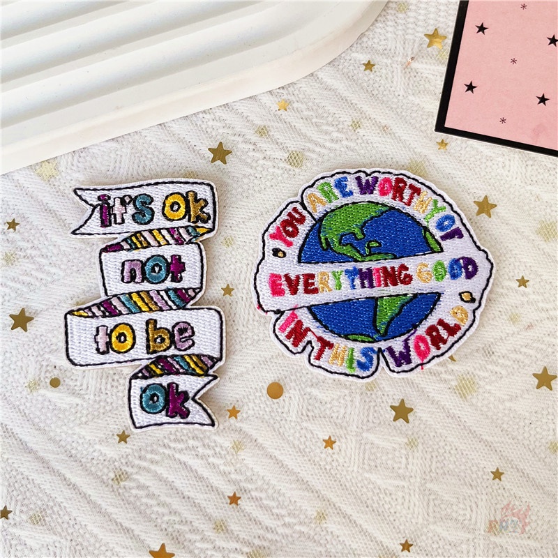 ☸ Sticker Chữ Tiếng Anh It 'S OK Not To Be OK / You Are Worthy of Everything Dán Trang Trí ☸ 1 Miếng Dán Ủi Quần Áo Hình Chim Hồng Hạc